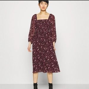Madewell Georgette Sheer-Sleeve Smocked Midi Dress in Rich Paisley (Petite)